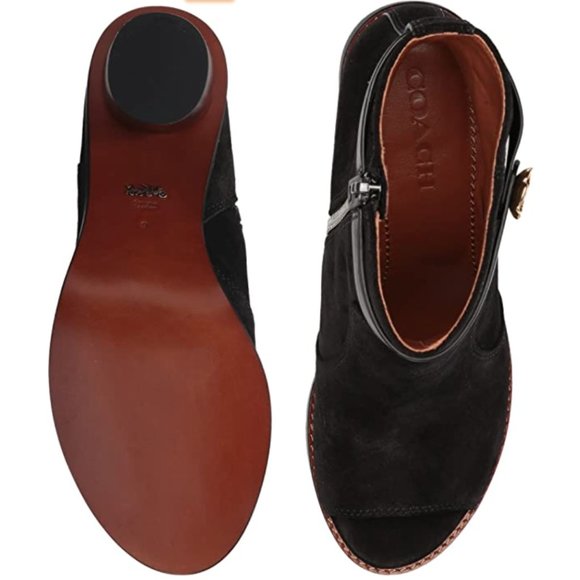 Coach Peep Toe Moto Boot in Black Suede NIB - Picture 8 of 16